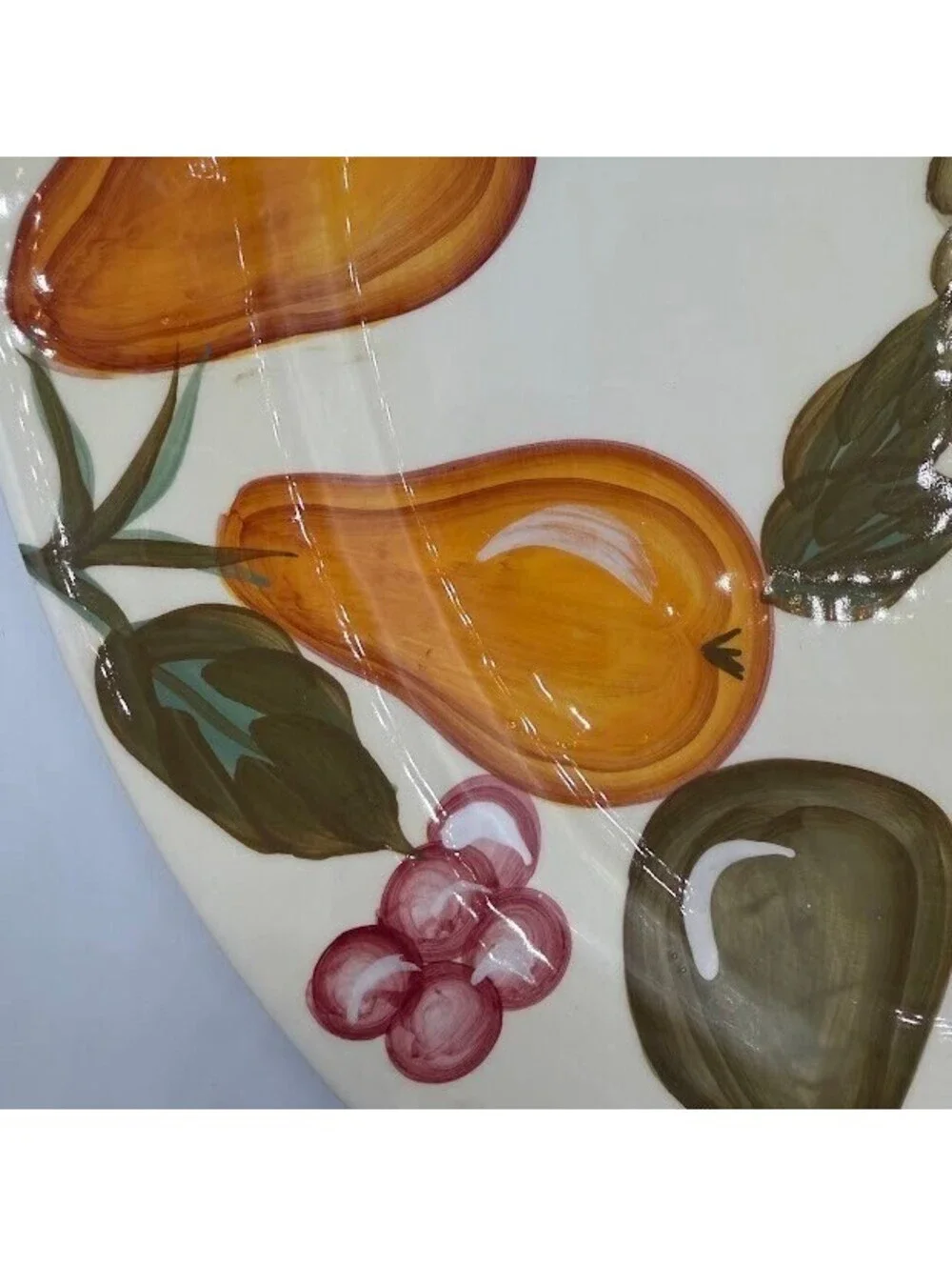 Vintage WCL Fruit Harvest Oval Serving Platter Hand Painted Grapes Pears Peaches
